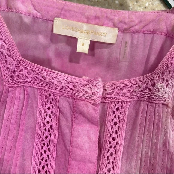 LoveShackFancy Edie pink maxi dress with lace accents - size M - Picture 12 of 14